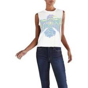 Lauren Moshi White Muscle Tee with Blue and Green Graphic